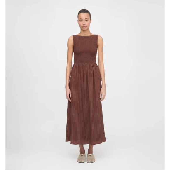 Hill House Home Dresses & Skirts - Brown Maxi Dress with Smocked Bodice